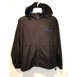 Eddie Bauer Men’s Black Rain Jacket Windbreaker